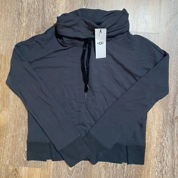 NWT Women’s UGG MIYA FUNNEL NECK CROP SWEATER XS BLACK - Picture 3 of 5